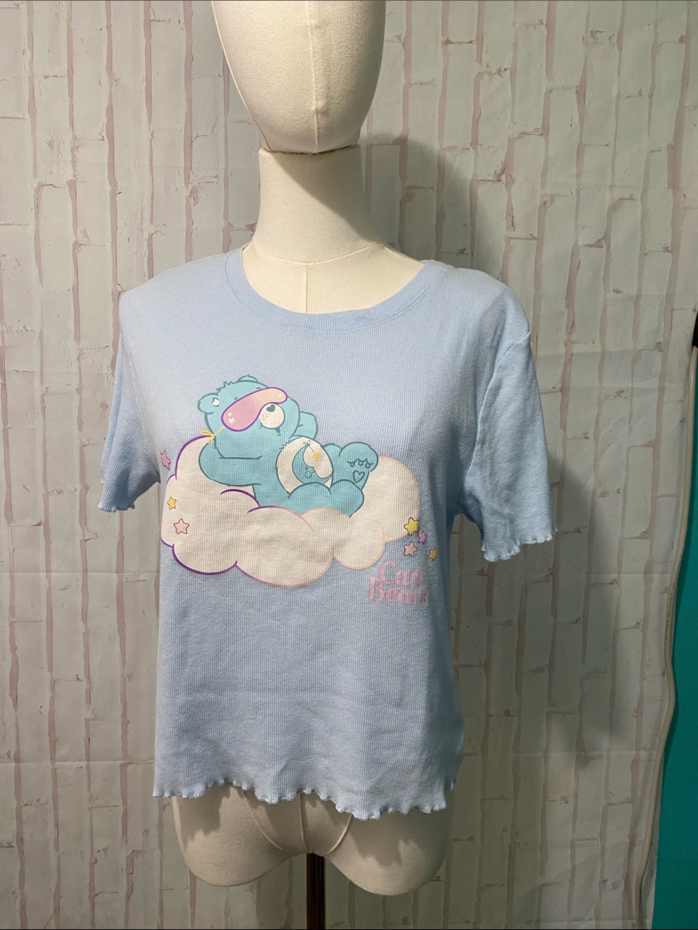 Care Bears Bedtime Bear Ribbed Cropped Pajama Top size L